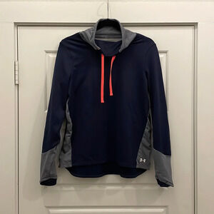Under Armour Womens Rival Fleece Hoodie Navy Blue Gray Size Medium